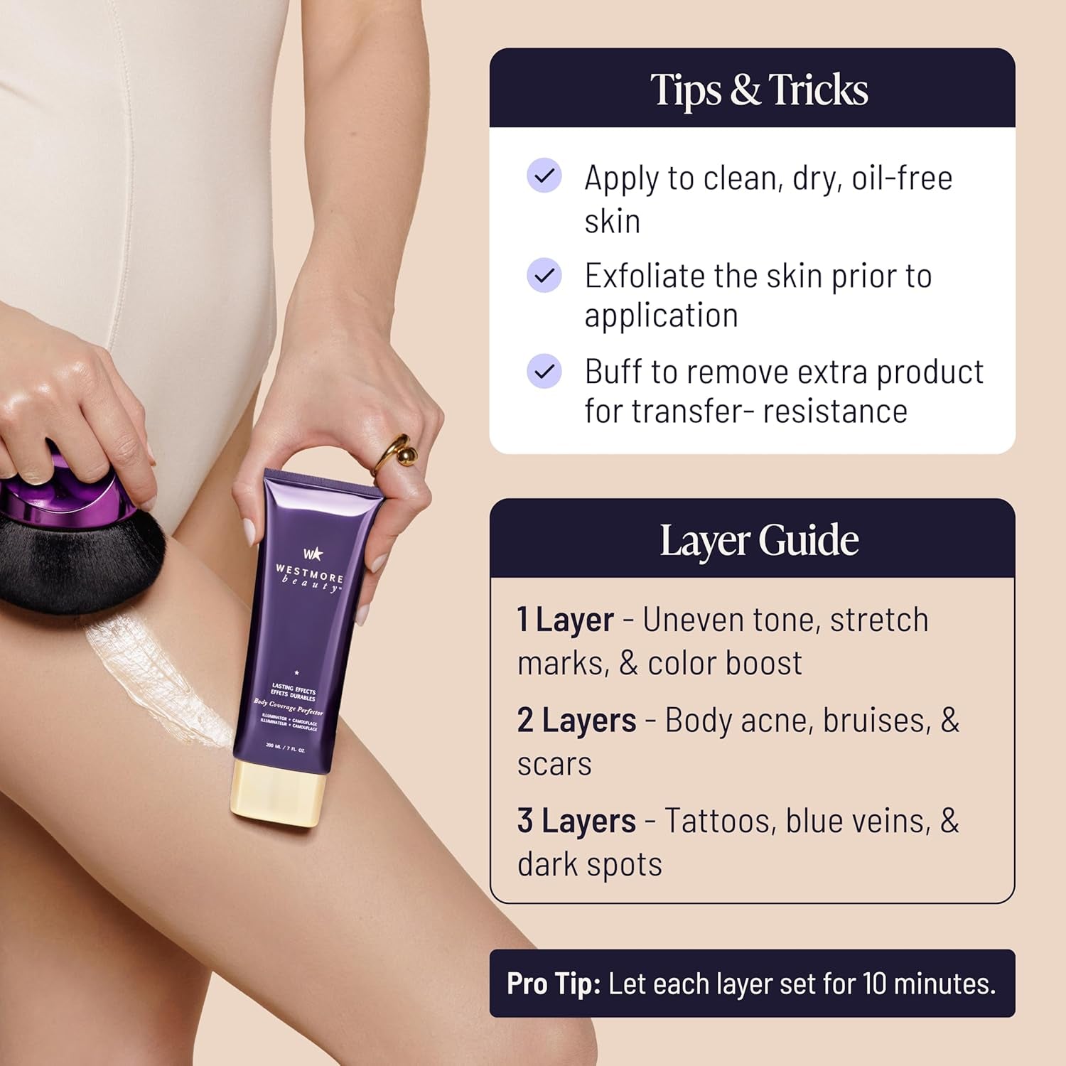 Body Coverage Perfector X Blend & Blur Body Brush Kabuki Brush - Waterproof Leg & Body Makeup - Tattoo Cover up Makeup - 7 Oz Natural Radiance